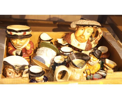Box of mixed Toby and character jugs including Royal Worcester. This lot is not available for in-house P&amp;P. 