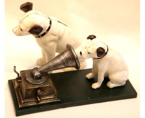 Cast iron Nipper moneybox &amp; Nipper with gramophone moneybox, various sizes. P&amp;P Group 2 (£18+VAT for the first lot an