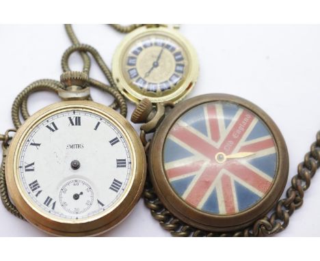 Two vintage pocket watches and a fob watch. P&amp;P Group 1 (£14+VAT for the first lot and £1+VAT for subsequent lots) 