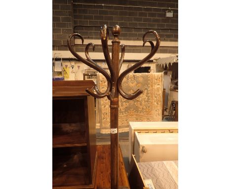 Antique oak coat, hat and stick stand, H: 180 cm. This lot is not available for in-house P&amp;P. 