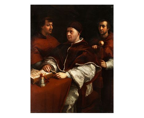      Italienischer Maler des 17. Jahrhunderts PORTRAIT DES PAPSTES LEO X MIT ZWEI KARDINÄLEN, KOPIE NACH RAFFAEL (1483-1520) 