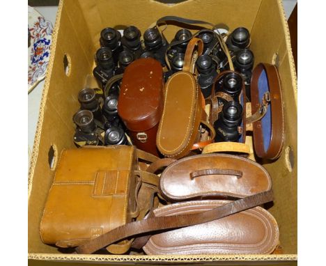 A collection of eleven pairs of binoculars, including Kershaw The Olympic 8x30, Germania 8x30, Zeiss Jenoptem 8x30W, Zenith 8