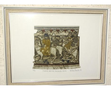 After Valerie Thornton (1931-1991), 'Pharaoh and his horsemen, Lucca', a limited-edition etching, signed, titled and dated '8