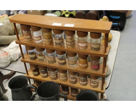 Teak spice rack & spices