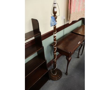 Mahogany reeded standard lamp