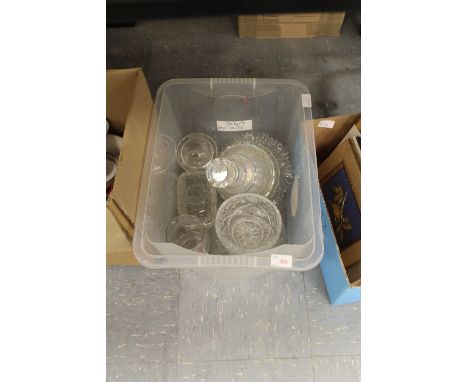 Box of glasswares & ships decanter