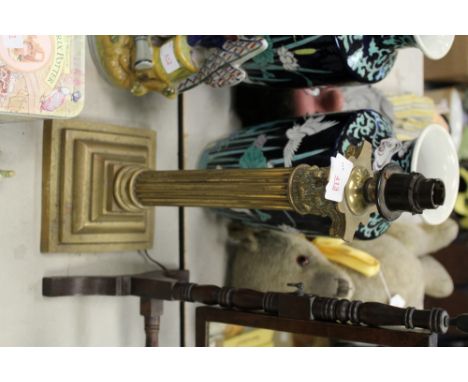 Brass column table lamp