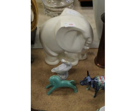 Spode Velamour elephant, Poole horse & Lladro goose