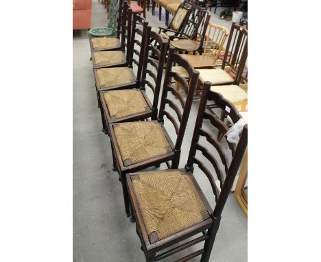 Set of 6 rush-seated ladder back chairs