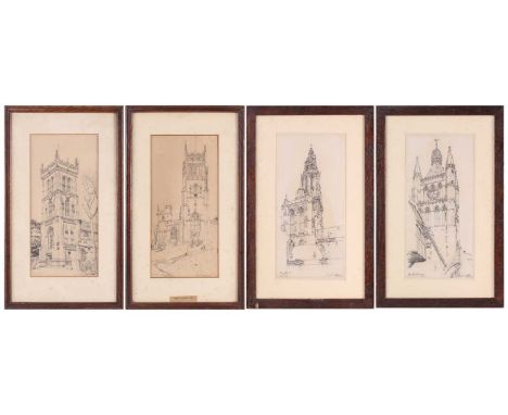 Henry William Cotman (1876-1938), a collection of architectural studies comprising 'The Cathedral, Antwerp', signed and dated