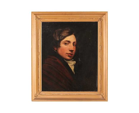 19th century English school portrait of a young man, possibly John Sell Cotman, oil on canvas, 54.5cm x 44cmThe Cotman family