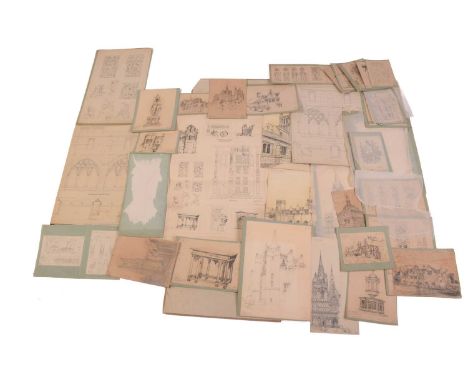 Henry William Cotman (1876-1938), a portfolio of loose pencil sketches, principally architectural studies, most inscribed ver