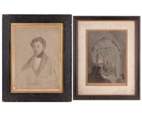 Miles Edmund Cotman (1810-1858), 'Self Portrait in the Kings College Gown, circa 1834', inscribed verso "Exhibited at the Art