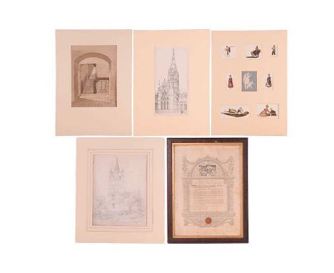 A framed certificate from the Royal Institute of Painters in Watercolour awarded to Frederick George Cotman, dated 14th Janua