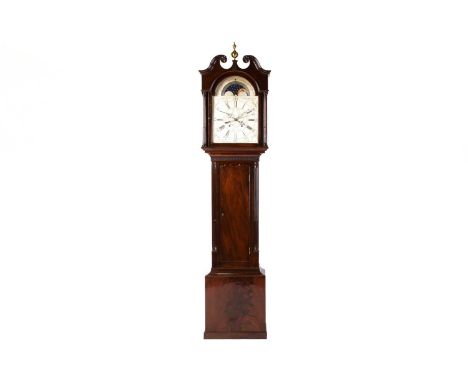 John Russell of Falkirk; A George III mahogany-cased 8-day longcase clock, the one-piece silvered broken arch Roman & Arabic 