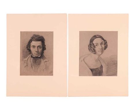 Joseph Geldart (1808-1882), 'Portrait of Miles Edmund Cotman', charcoal, reproduced in Illustrated London News, August 1 1942