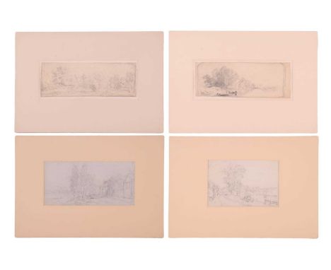 John Joseph Cotman (1814 - 1878), four pencil sketches, 'Trees in landscape', &amp; 'Riverscape', both ex Wm Fellows &amp; Re
