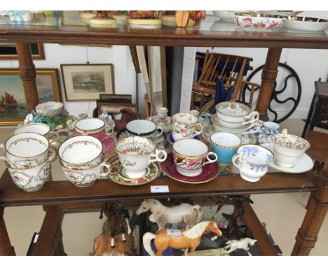 A quantity of cabinet cup and saucers, 18/19th century, to inc Grainger Worcester, Ridgeway, Worcester etc; together with tap