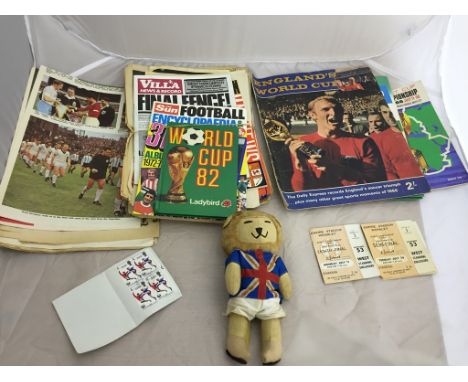 A quantity of 1966 World Cup memorabilia to inc Semi Final & Quarter Final tickets, World Cup Willie soft toy etc