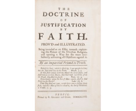 [Goddard (Thomas)] The Doctrine of Justification by Faith, Parts I &amp; II, 2 vol., first editions, contemporary ink signatu