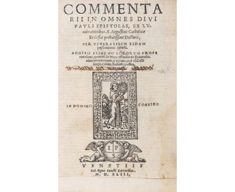 Bede, the Venerable. Commentarii In Omnes Divi Pauli Epistolas, ex Lucubrationibus S. Augustini Catholicae, woodcut printer's