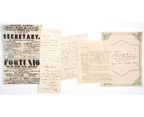 Theatre, Playwrights and Authors.- Collection of letters, including: George Colman, the elder (2), James Sheridan Knowles (7)