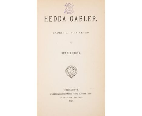 Ibsen (Henrik) Hedda Gabler. Skuespil I Fire Akter, first edition, ink monogram stamp to head of title, contemporary half cal