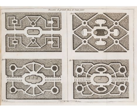 Gardens.- [Dezallier d'Argenville (Antoine)] La Theorie et la Pratique du Jardinage, title in red and black, 31 engraved plat