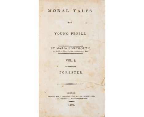 Edgeworth (Maria) Moral Tales For Young People, 5 vol., first edition, half-titles to vol.1, 2 &amp; 5 as called for, engrave