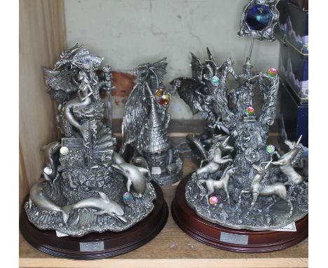 5 large Myth and Magic figures by The Tudor Mint, with original boxes  