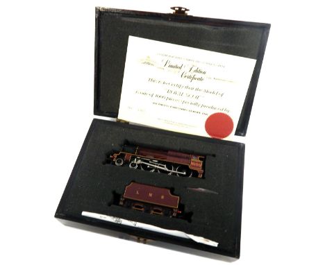 A Bachmann branch line OO gauge Royal Scot locomotive and tender, in presentation case limited edition number 3303 of 1000.
