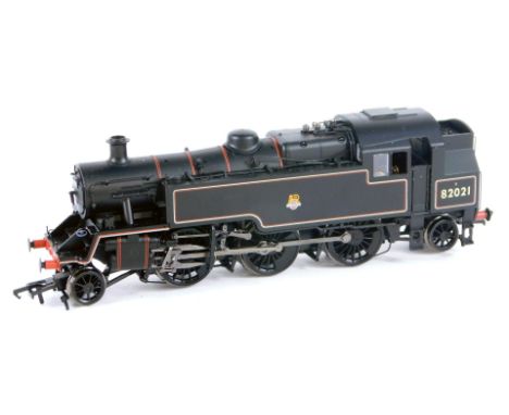 A Bachmann OO gauge locomotive, 82021, BR black livery, 2-6-2.