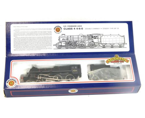A Bachmann Branchline OO gauge Standard Class 4 locomotive, with double chimney, 75020, BR line black, 4-6-0, 31-103.
