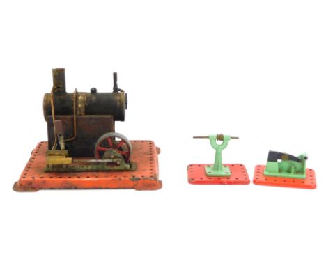 A Mamod steam engine, two further steam related items. (3)