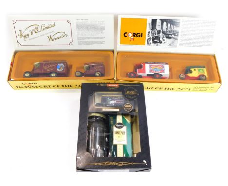 Corgi limited edition diecast Thornycroft and Ford Model T delivery vans, K and Company Limited Worcester, Bryant and May's T