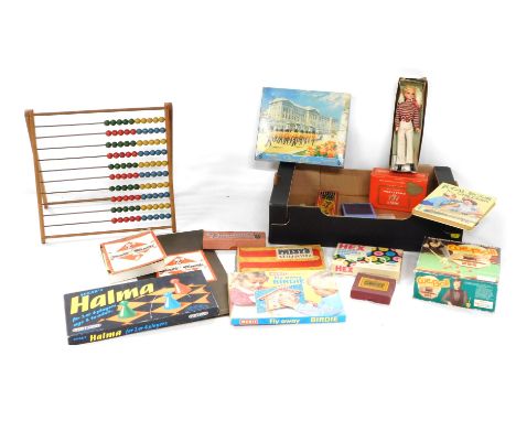 A collection of board games, to include Cue Ball, an Abacus, Monopoly, Learn How to Cook by Colour, etc. (a quantity)