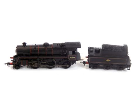 A Bachmann Branchline OO gauge Standard Class 4MT locomotive, 76079, BR late crest, 2-6-0, with BR2 tender, 32-952.
