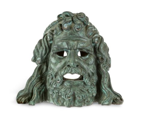 An Italian bronze model of Jupiter's head, after the antique, possibly Neapolitan, early 20th century, with pierced eyes and 