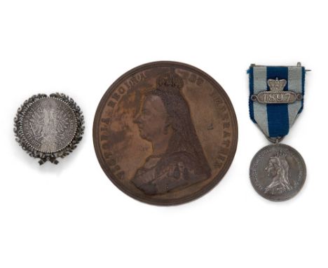 A Queen Victoria bronze Jubilee Medal, 1887, by J E Boehm, produced by the Royal Mint, the obverse with profile portrait of Q