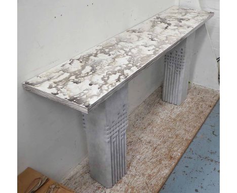 CONSOLE TABLE, assimilated marble top, 40cm x 180cm x 82cm H.