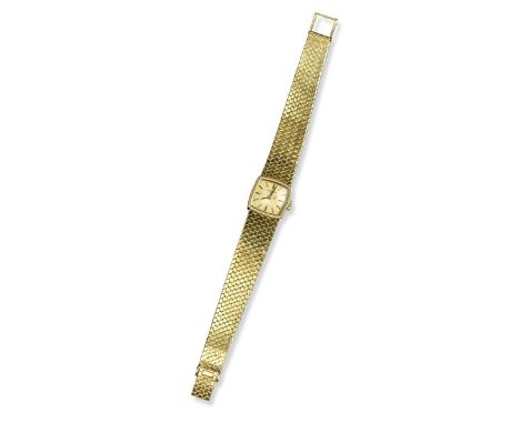 A lady's yellow gold wristwatch by the International Watch Company, the signed dial with baton numerals and 18ct integrated g