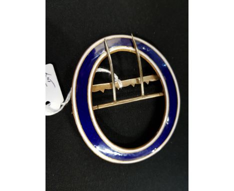 EARLY EDWARDIAN GUILLOCHE ENAMEL BELT BUCKLE
