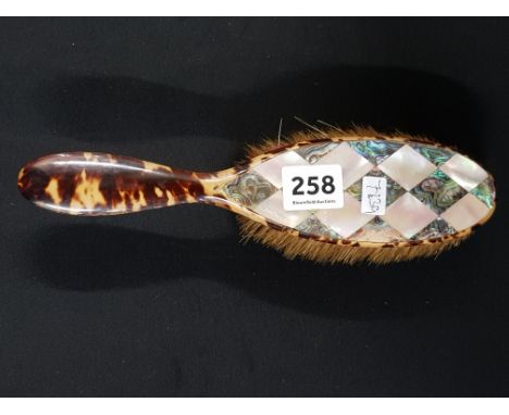 ANTIQUE MOTHER OF PEARL AND TORTOISESHELL BRUSH