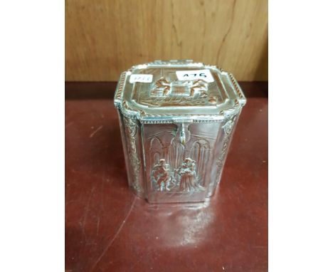 SILVER PLATED TEA CADDY WITH HINGED LID