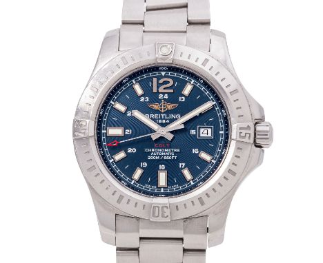 BREITLING Colt Ref A17388 Herrenuhr. Edelstahl. Band mit Faltschließe . Blaues Zifferblatt  mit aufgesetzten Indizes und Datu
