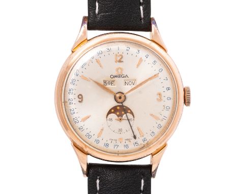 OMEGA Cosmic "Triple Date" Ref 2486-2 Herrenuhr. Vergoldet. Handaufzugswerk Kal. 381 in funktionsfähigem Zustand. Sehr gute G