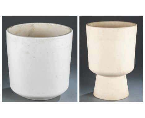 A group of two Malcolm Leland for Architectural Pottery style ceramic planters. American 1950's/1960's. Unmarked. ++Model L-2