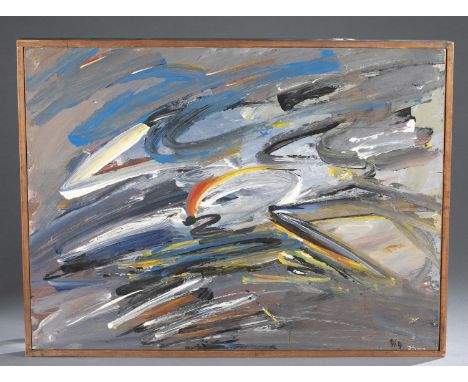 Simpson, Merton D. (American, 1928-2013). Untitled, small swirling abstract.1983. Oil on board. Signed and dated l.r. 18" x 2