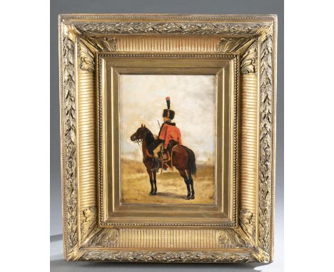 Detaille, Jean Baptiste Edouard (French, 1848-1912). Portrait of French soldier on horseback. 19th century. Oil on canvas. Si