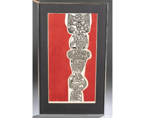 Lin, Swallow (Taiwanese, b.1947). "Age After Age." 1967. Woodblock. 8/8. Numbered, titled, and signed in pencil along bottom.